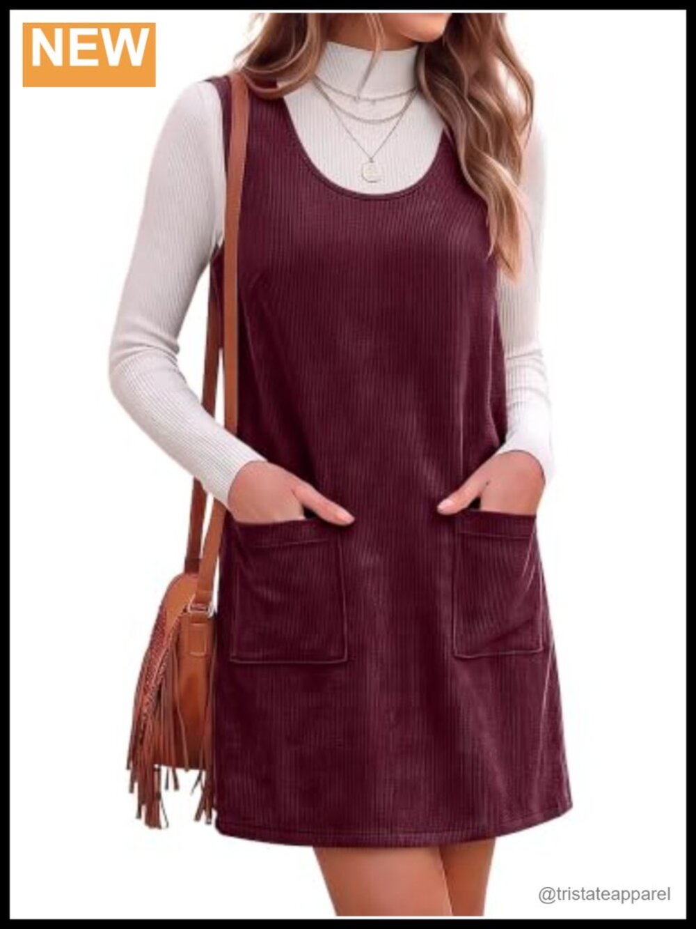 Corduroy Overall A-Line Jumper Mini Dress Sleeveless Fitted